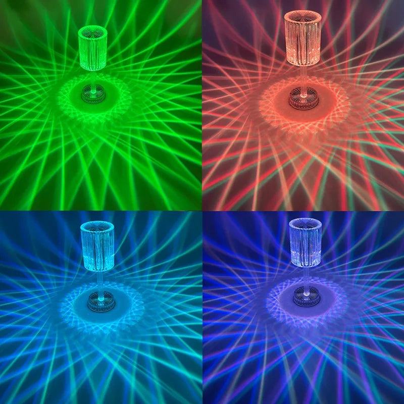 LED Night Light Crystal Lamp Projection USB Rechargeable Touch Color Changing Room Decoration Atmosphere Table Lamp