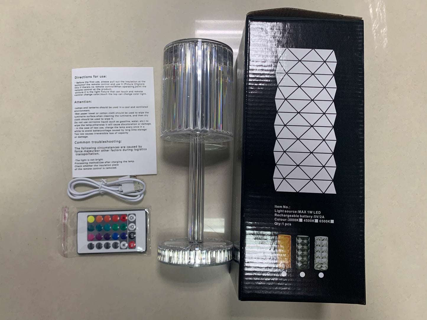 LED Night Light Crystal Lamp Projection USB Rechargeable Touch Color Changing Room Decoration Atmosphere Table Lamp