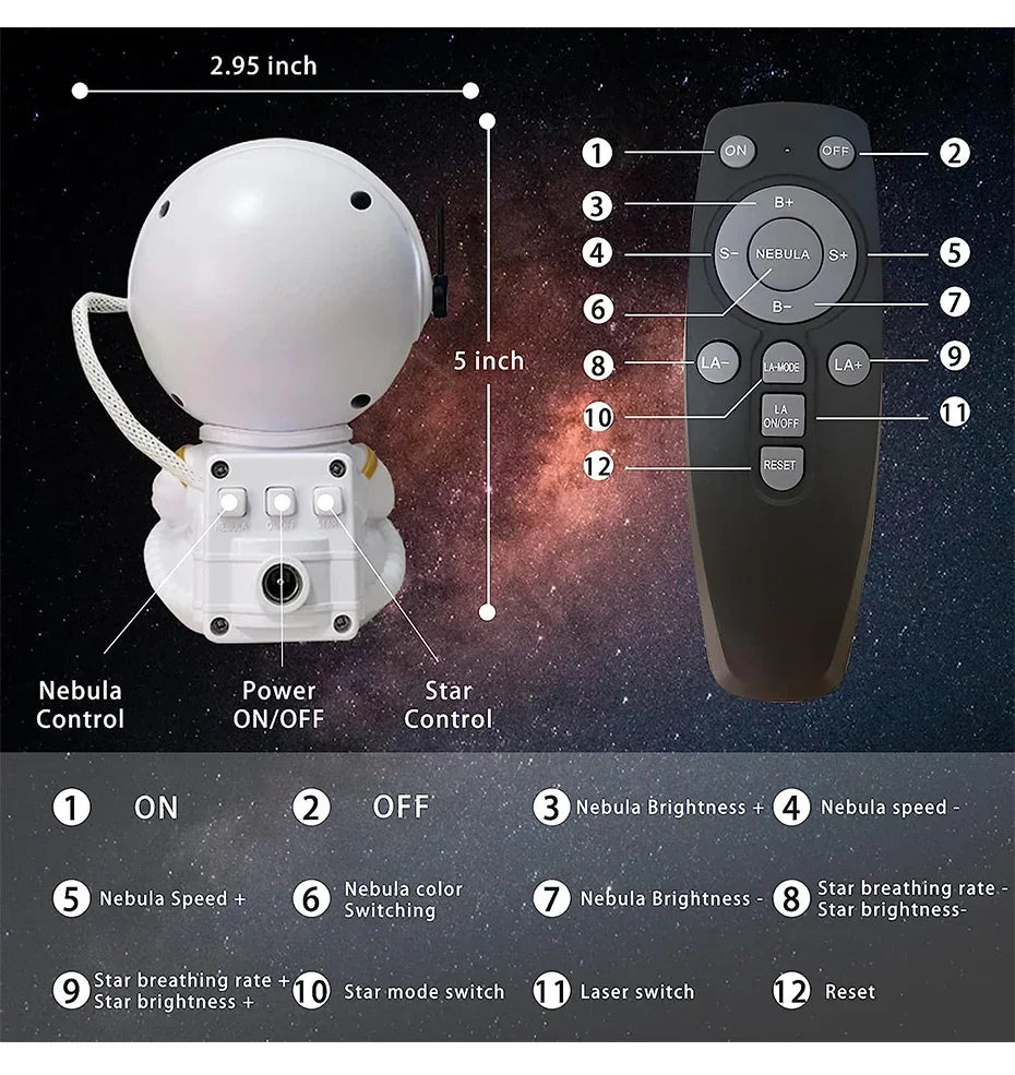 Galaxy Astronaut Star Projector Nebula Projector With Remote Control For Children's Room Party Atmosphere Light Children's Gifts