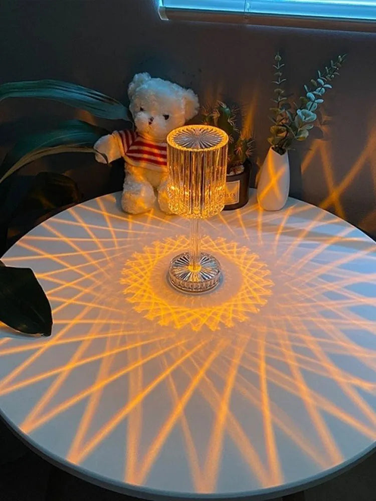 LED Night Light Crystal Lamp Projection USB Rechargeable Touch Color Changing Room Decoration Atmosphere Table Lamp