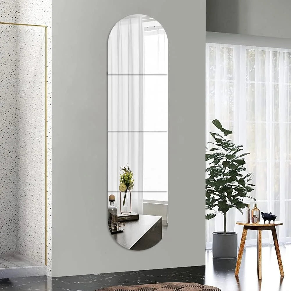 4/8pcs Self Acrylic Mirror Tiles DIY Flexible Non Glass Safety Mirror Sheets Wall Stickers Shatterproof,Home Decor