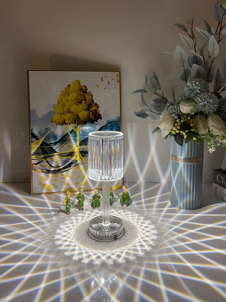LED Night Light Crystal Lamp Projection USB Rechargeable Touch Color Changing Room Decoration Atmosphere Table Lamp