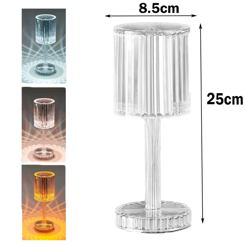 LED Night Light Crystal Lamp Projection USB Rechargeable Touch Color Changing Room Decoration Atmosphere Table Lamp
