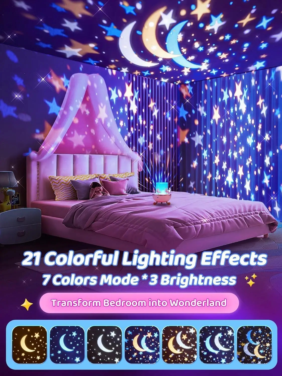 Star Projector for Kids 12 Films Star Lights for Ceiling Projector Baby Night Lamp with Bluetooth Speaker Exquisite Gifts