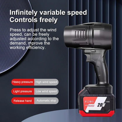 Turbo Fan Handheld Air Blower Lithium Battery Strong Blowing Leaf Water High Power Hair Dryer Mini Turbo Jet Fan Brushless Motor