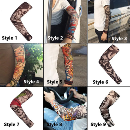 16 Styles Tattoo Sleeve Man Fake Temporary Tattoo Arm Sleeves Unisex Warmers Elastic UV Protection Cool Printed Sun-proof Punk