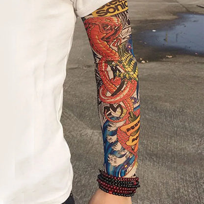 16 Styles Tattoo Sleeve Man Fake Temporary Tattoo Arm Sleeves Unisex Warmers Elastic UV Protection Cool Printed Sun-proof Punk