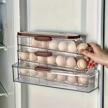Automatic Rolling Large Capacity Egg Storage Refrigerator Storage Box Egg Fresh-keeping Rack Household Kitchen Tools