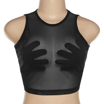 Summer  Women's round Ne Svel Me Splice Creative  Vest Street Sle ort Length  Color Polyester Fiber