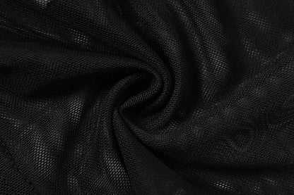 Women Summer Black Mesh See Through Palm Touch The Chest Tank Top 2025 Sexy Clubwear Streetwear Crop Tops Round Neck Clothing