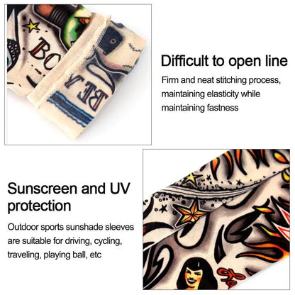 1Pc Tattoo Sleeve for Men Women Anti-Sunburn Sleeve Elastic Outdoor Nightclub Cycling Arm Cover Party Cycling Flower Arm