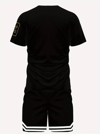 Summer 2025 New Men's Set 3D Digital printed casual round-neck short-sleeved T-shirt with Shorts 2-piece casual sporty men's set