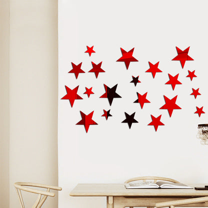 20pcs Star Wall Sticker 3D Acrylic Irregular Mirror Vanity Living Room Decoration Cartoon Wall Stickers for Kids Room Home Decor