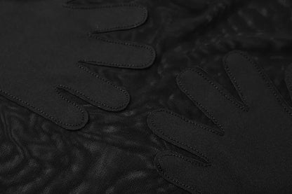 Women Summer Black Mesh See Through Palm Touch The Chest Tank Top 2025 Sexy Clubwear Streetwear Crop Tops Round Neck Clothing