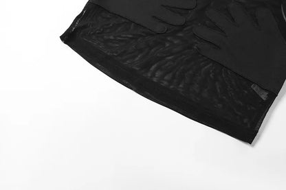 Women Summer Black Mesh See Through Palm Touch The Chest Tank Top 2025 Sexy Clubwear Streetwear Crop Tops Round Neck Clothing