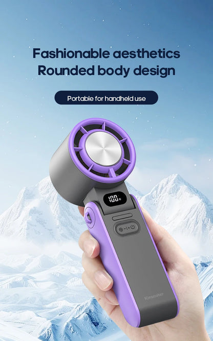 3600mAh Rechargeable Electric Handheld Fan 100 Speeds Adjustable Portable Outdoor Foldable Mini Air Cooling Turbo Fan w/ Lanyard