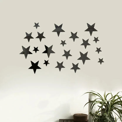 20pcs Star Wall Sticker 3D Acrylic Irregular Mirror Vanity Living Room Decoration Cartoon Wall Stickers for Kids Room Home Decor