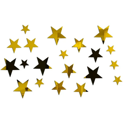 20pcs Star Wall Sticker 3D Acrylic Irregular Mirror Vanity Living Room Decoration Cartoon Wall Stickers for Kids Room Home Decor