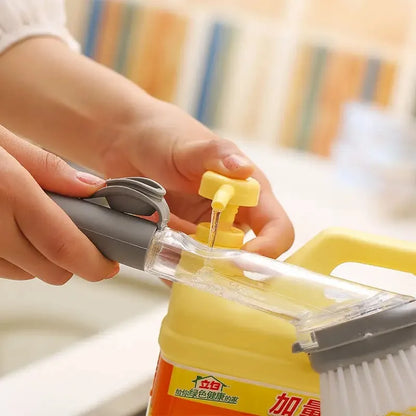 2 in 1 Refillable Kitchen Brush Long Handle Detachable Soap Dispenser Scrubber for Pots Dishes Sink Non Scratch Eco Friendly
