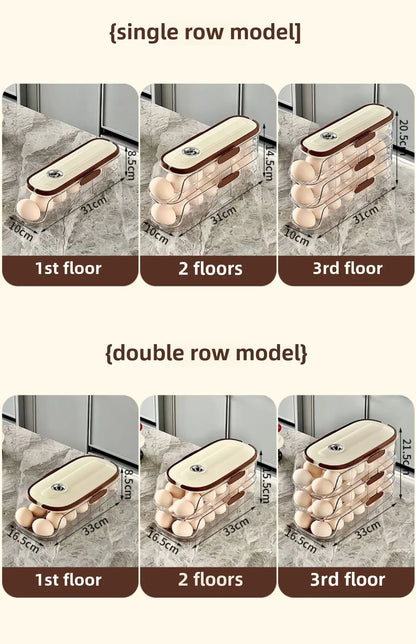 Automatic Rolling Large Capacity Egg Storage Refrigerator Storage Box Egg Fresh-keeping Rack Household Kitchen Tools